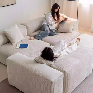 أريكة غرفة معيشة نوردية حديثة من زايشاين، طقم أريكة ثلاثية المقاعد من قماش الكوردوروي الكريمي، أريكة مودولار على شكل حرف L قابلة للغسل للشقق والفلل - Product Image 5