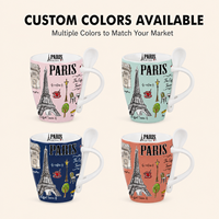 Ensemble de tasses à café en céramique souvenirs touristiques de Paris, France, avec motif Tour Eiffel, assiette, cadeau, fabricant, personnalisation OEM ODM, vente en gros