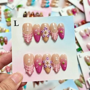 <span class=keywords><strong>Uñas</strong></span> Acrílicas <span class=keywords><strong>de</strong></span> Lujo al por Mayor, 10 Piezas, Diseño Francés, Forma <span class=keywords><strong>de</strong></span> Almendra, Pintadas a Mano en 3D, Reutilizables, <span class=keywords><strong>Uñas</strong></span> Postizas <span class=keywords><strong>de</strong></span> Alta Calidad - Product Image 3