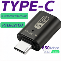 Adaptateur WiFi USB-C 600 Mbps double bande RTL8821CU, récepteur sans fil compatible avec les décodeurs et cartes réseau WiFi