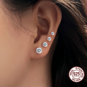 Chic Cubic Zircon Hypoallergenic 925 Sterling Silver Second Piercing Mini Ear Bone <strong>Small</strong> <strong>Stud</strong> <strong>Earrings</strong> for Women Gift Accessory - Product Image 2
