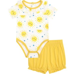 Conjunto de 2 Piezas para Bebé Niña, Body con Estampado de Sol y Pantalones Cortos, Top con Volantes, Viscosa de Bambú, 0-24 Meses - Product Image 1