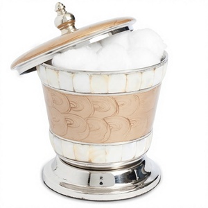 Mother of Pearl Stainless Steel Bathroom Set Cotton Holder with Enamel Finished - Product Image 1