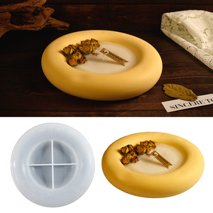 DIY Reçine Alçı Aromaterapi Tabağı, Ev Dekorasyonu Estetik Alçı Tepsi El İşi için Daire Halka Tepsi Kalıbı Silikon Kalıp - Product Image 1