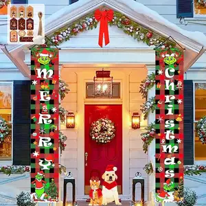 Wall Hanging Door Banner Outdoor Christmas Porch Flag Merry Christmas Banner Stand Door Shape Banner