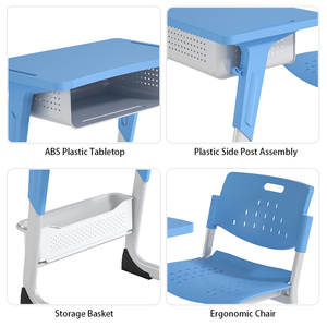 Ensemble de bureau et chaise ergonomiques modernes et durables, réglables en hauteur, pour salle de classe, idéal pour les appartements de collégiens - Product Image 2