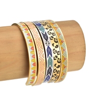 Bracelets en acier inoxydable en forme de c ouvert, bracelet en émail personnalisé coloré pour femmes, nouvelle collection