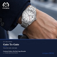 Montre GMT personnalisée Migaga pour homme, avec fenêtre de date, quartz, acier inoxydable, double fuseau horaire, analogique, montre personnalisée