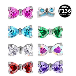 Pendientes de Zirconia 5A Gaby con Lazo, de <span class=keywords><strong>Titanio</strong></span> <span class=keywords><strong>Puro</strong></span>, <span class=keywords><strong>Piercing</strong></span> Labret para Labio con Rosca Interna, Joyería para Bodas - Product Image 1