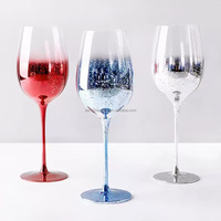 Verres à vin bleu ciel en cristal pour flûtes 500-1000ml, écologiques, durables, design moderne, logo personnalisé pour mariage et fête