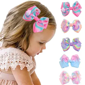 Newest Style Sweet Bow Hair Clips Handmade Rainbow Bows Hairpin Hair Grips For Children hair accessories