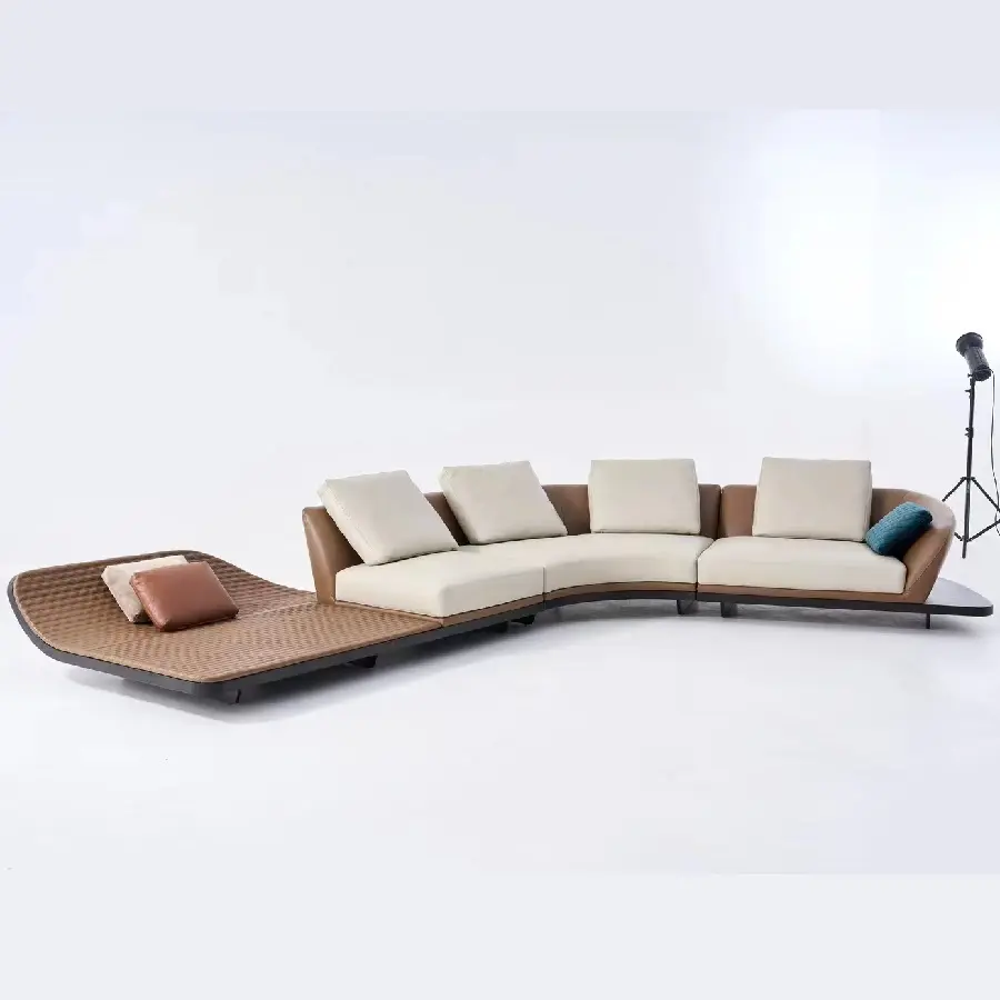 Italian Luxury Floor Chaise L Shape Sofa Set Living Room Modern Couch Style Sofa Set Chaise Lounge White Leather Furniture Sofa