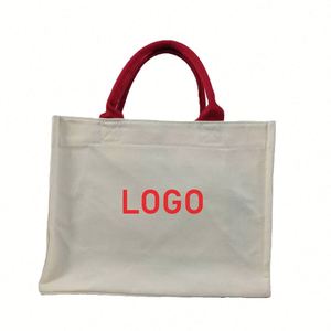Medium-Sized Recyclable Canvas Tote Shopping <b>Bag</b> for Women Custom Logo Printed Personalized Design Heat Transfer for Advertising - Product Image 2
