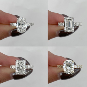 Tùy Chỉnh Nhẫn Đồ Trang Sức Mỹ Engagement 3 Carat Ngọc Lục Bảo Cắt Rạng Rạng Cắt Moissanite Vòng Bijoux En ARGENT 925 Pur - Product Image 5