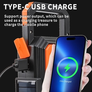 Cross-border new product, solar charging support output with hook can hang battery indicator multi-function work <b>light</b> - Product Image 5