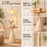 Lampe sur pied en coton et lin avec table d'appoint, hauteur réglable, pour salon, chambre, décoration intérieure