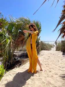 Teint à la main Kimono Robe Jaune Boho Kimono Robe Longue Kimono Robe Surdimensionné Duster Beach Coverup Duster Loungewear Cadeau Pour Elle - Product Image 4