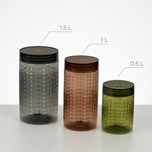 Recipiente Moderno de Plástico para Almacenamiento de Alimentos con Boca Ancha y Tapa de Rosca, Cubierta Translúcida Texturizada para Uso en la Cocina - Product Image 2