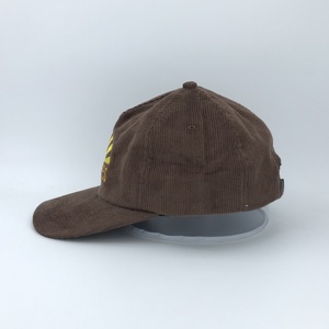Classic Fashion Plain Custom <b>Corduroy</b> 5 Panel Flat Brim <b>Hat</b> Embroidered Snapback Cap - Product Image 3