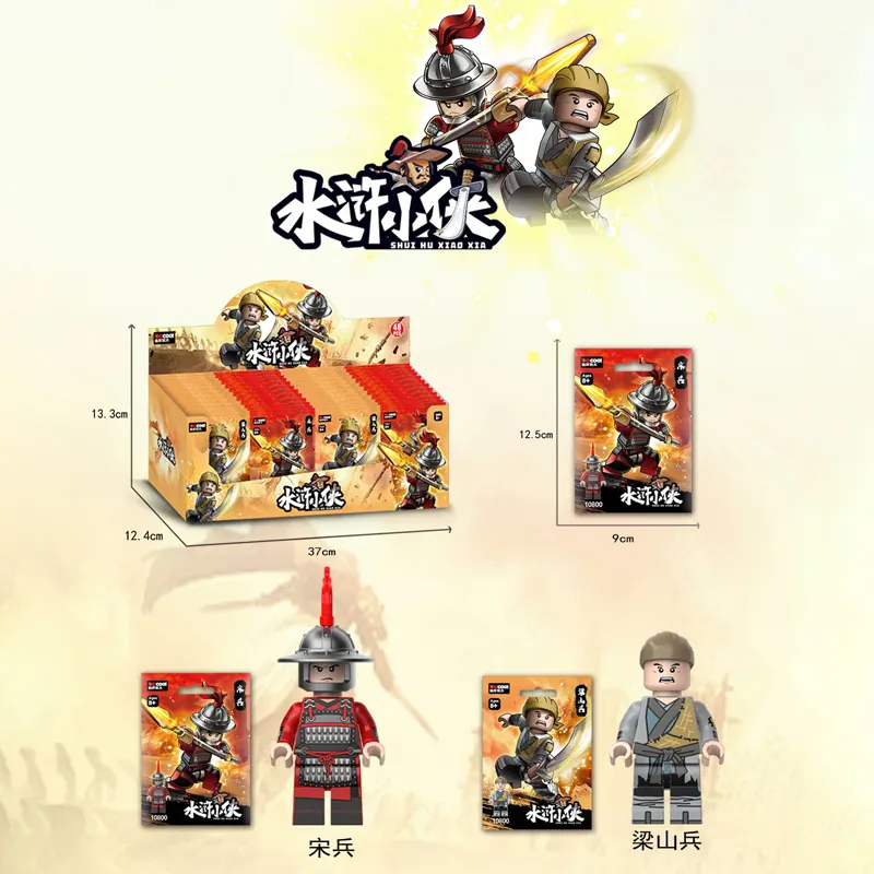 MOC Água Margem Chinês Song Dynasty Soldados Heróis Arma tijolo Mini figura de ação Building Blocks DIY Toy For kids Presentes