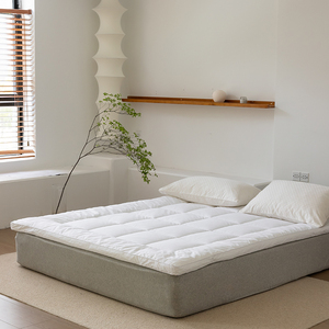 Quilted Fitted Mattress <strong>Topper</strong> Thicken Pad Top White Grey Mattress Cover with Deep Pocket Fitted Skirt Sheet - Product Image 3