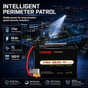 Pack de batteries semi-solides VIWIPOW 66,6 V 17000 mAh 18S 7C pour drone quadricoptère RC, haute performance, pack de batteries OEM pour drone - Product Image 1