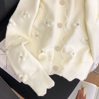 Cardigan en laine pour femme à manches longues et boutonnage, orné de motifs floraux, respirant, style décontracté pour l'automne