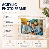 Cadre photo en lucite moderne à facettes avec logo personnalisable, magnétique, transparent, en acrylique, pour conserver des souvenirs précieux