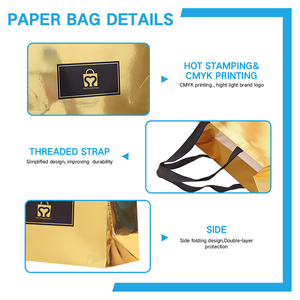 Vật Liệu Đặc Biệt Vàng Bạc Tông Quà Tặng Sang Trọng Mua Sắm Túi Mỹ Phẩm Quần Áo Bao Bì Túi Giấy Với Logo - Product Image 5