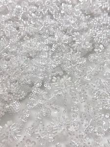 Nuovo disegno del fiore del ricamo della maglia del tessuto francese del pizzo di paillettes abito da sposa di pizzo abito da sposa - Product Image 6