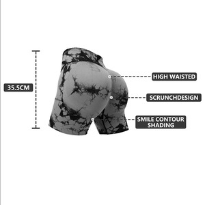 Fábrica al por mayor pantalones cortos de motorista de cintura alta melocotón cadera Scrunch Butt Push Tie Dye elasticidad sin costuras Sexy rayas Yoga Leggings - Product Image 3