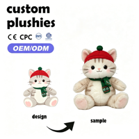 Peluche personnalisée chaton blanc avec rembourrage super doux – Vente directe usine de chats mignons – Jouets en peluche personnalisés de haute qualité