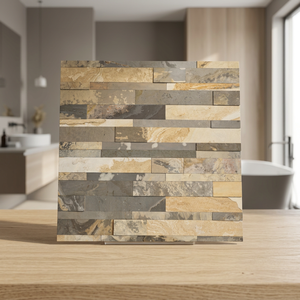 Revestimiento de paredes de piedra, revestimiento de piedra para exteriores, revestimiento de piedra para interiores, revestimiento de paredes interiores contemporáneo, beige gris neutro - Product Image 5