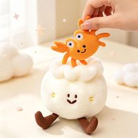 Peluche Pet Crab Siu Mai, petite poupée en peluche Dim Sum avec figurine de crabe amovible pour chiens et chats
