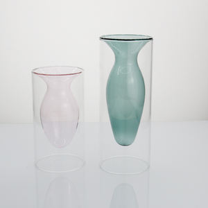 Vaso <span class=keywords><strong>in</strong></span> <span class=keywords><strong>Vetro</strong></span> <span class=keywords><strong>Colorato</strong></span> a Doppia Parete, Vaso Trasparente per <span class=keywords><strong>Centrotavola</strong></span> - Product Image 1