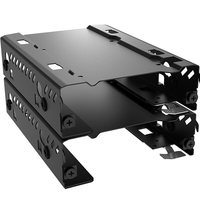 Phanteks Stackable 3.5 / 2.5 Inch HDD Bracket Duo Pack Cases 2 Pack HDD Hard Drive Metal Mounting Bracket Adapter Black