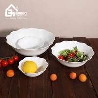 Magnetronbestendige witte opaalglazen schaal 8 inch groothandel groente fruit soep schaal gehard 980ml witte opaalglazen schaal
