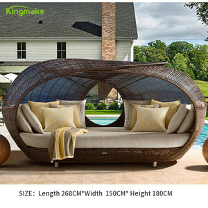 Mobilier d'extérieur tout temps fait à <span class=keywords><strong>la</strong></span> main en rotin jardin balcon canapé ensemble patio auvent oiseau cage <span class=keywords><strong>lit</strong></span> extérieur Daybed - Product Image 2