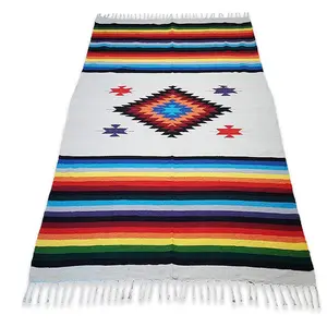 wholesale thick plaid Tangerine Southwest Aztec navajo mexican woven Diamond Baja throw Blanket
