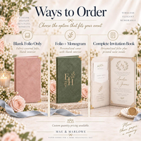 Menu de mariage de luxe en velours et lin, personnalisé avec monogramme en feuille d'or, format folio 5x7 pour menu de table, décoration de banquet de mariage