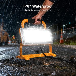 Lámpara de Trabajo LED de 6500LM, Equivalente a 500w, Luz de Inundación de 5000k, IP67 Impermeable, Soporte Ajustable, Portátil - Product Image 6