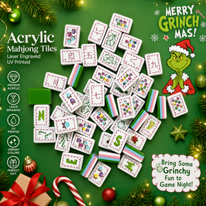 Juego de Mahjong Plegable de Lujo Americano, Fichas Acrílicas Verdes de 4 Capas de 1.44 Pulgadas, 160 Piezas, Tema Navideño Auburn, Doble Cara - Product Image 6