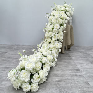 Vente en gros de fleurs artificielles de haute qualité, chemins de table en roses blanches, décoration de mariage, décoration de la rue de cérémonie, Saint-Valentin - Product Image 2