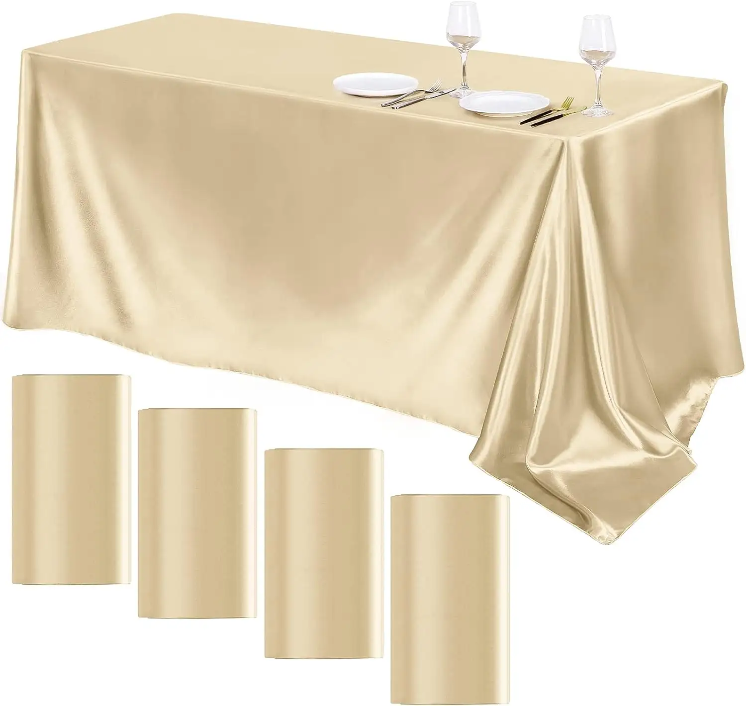 結婚式のテーブルクロスのためのサテンのテーブルカバー長方形の明るいシルクの滑らかな生地の装飾