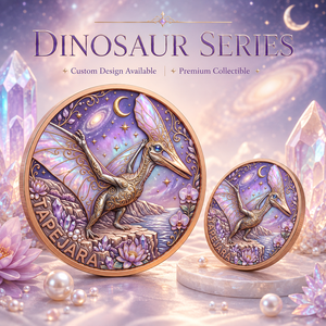 Moneda de Cobre Puro 999 de 1 oz con Pterodáctilo Tapejara, Relieve 3D de Alta Definición, con Acabado UV Tipo Proof, Regalo para Aficionados a los Fósiles y Dinosaurios, Artesanía Metálica - Product Image 1