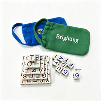 Jeu de dés en plastique avec lettres de l'alphabet et sac de rangement en velours, jeu de dés pour l'orthographe, jouet éducatif pour enfants, pour jeux de société