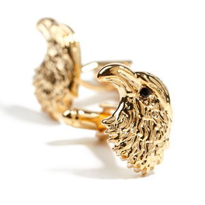 メンズカフスボタンギフトセット　売れ筋高級ゴールドブロンズメンズシャツカフスボタン　ブラックダイヤモンドイーグルヘッドデザイン - Product Image 5