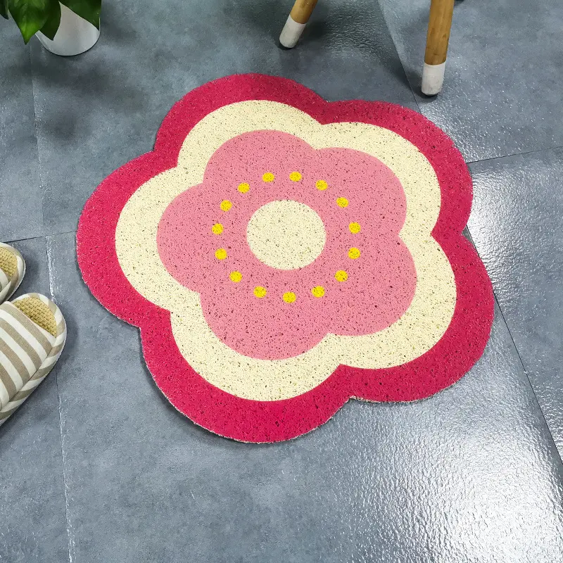 Flowers Customizable design Kids Plastic Floor Mat Custom rug Flower Pattern children carpet PVC Anti Slip Waterproof Floor Mat