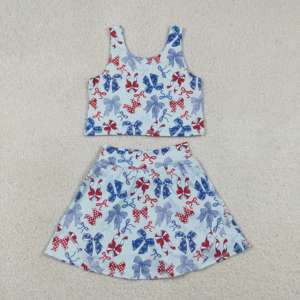 Ensemble décontracté pour petites filles RTS, tenue de sport douce avec nœuds pour le 4 juillet, vêtements de tennis pour enfants, taille standard américaine - Product Image 4