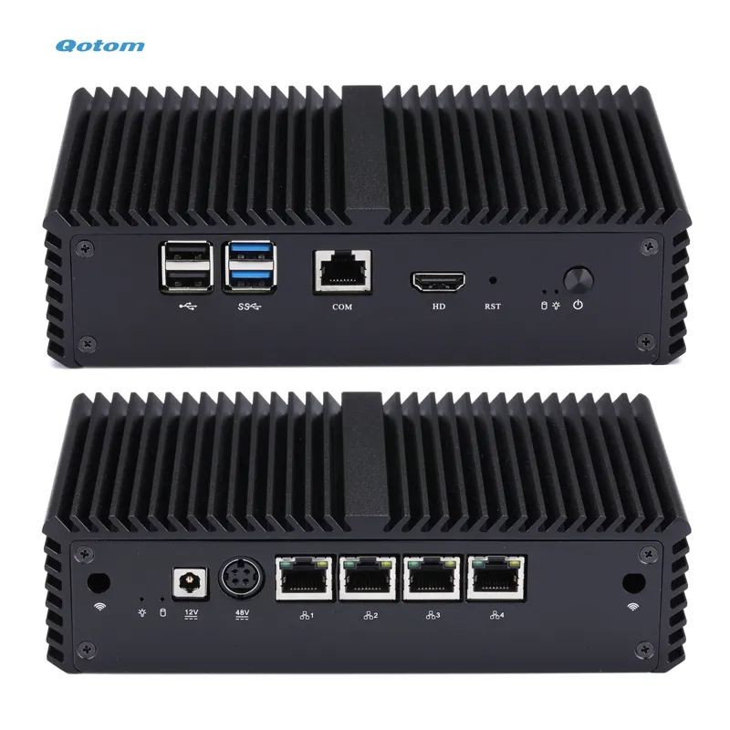 Q710G4 4*i211AT Gigabit Lan Thin Client Mini Computer J3455 Quad Core Mini pc Fanless Firewall Support POE